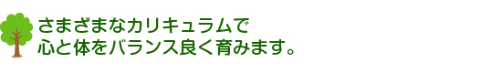 さまざまなカリキュラムで心と身体をバランス良く育みます。